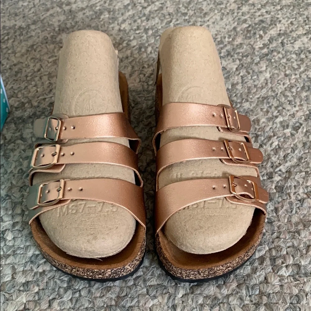 Anna Calista Rosegold Slide Sandals with Adjustable Straps 🆕